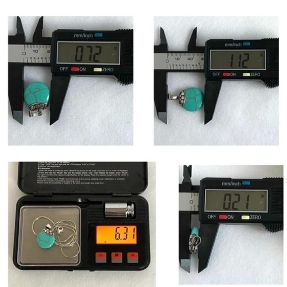 Sterling Silver 925 Round Faux Turquoise Bali Style Pendant Necklace 17" Chain - Picture 10 of 16